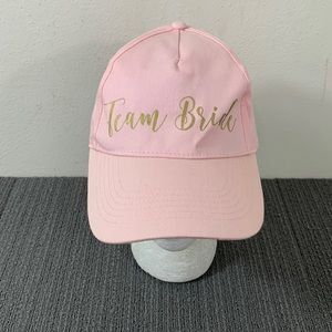 Team Bride Baseball Hat Womens OS Pink Gold Adjustable Strapback Cap Gertex